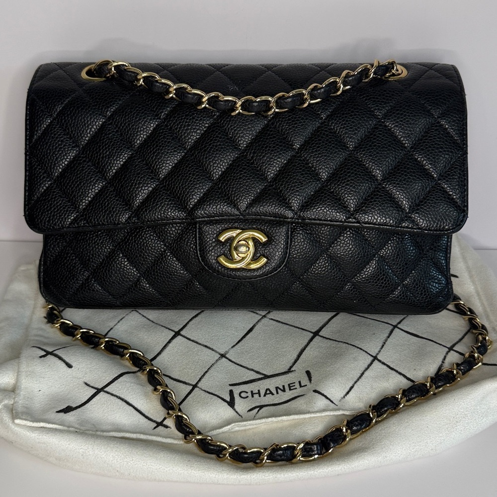 Chanel Black Caviar Classic Medium Double Flap